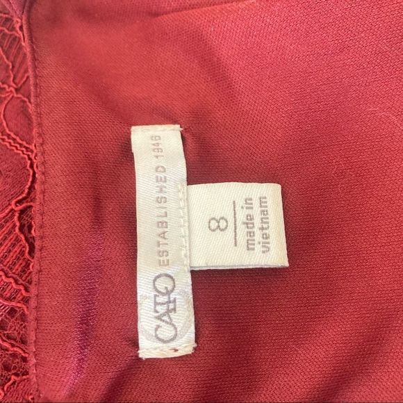 Cato Red Lace Midi Dress Size 8 - Picture 8 of 10